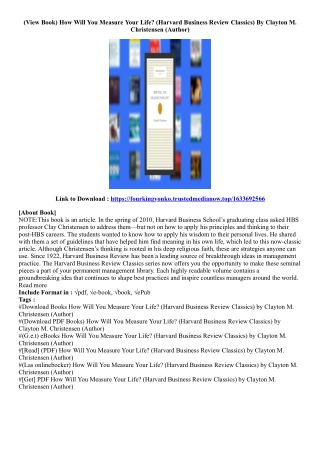 [Best Ebook] How Will You Measure Your Life? (Harvard Business Review Classics)