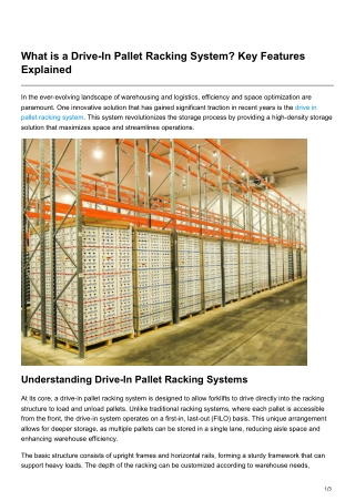 What is a Drive-In Pallet Racking System Key Features Explained