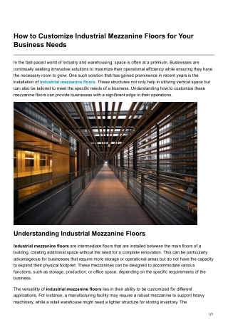 How to Customize Industrial Mezzanine Floors for Your Business Needs