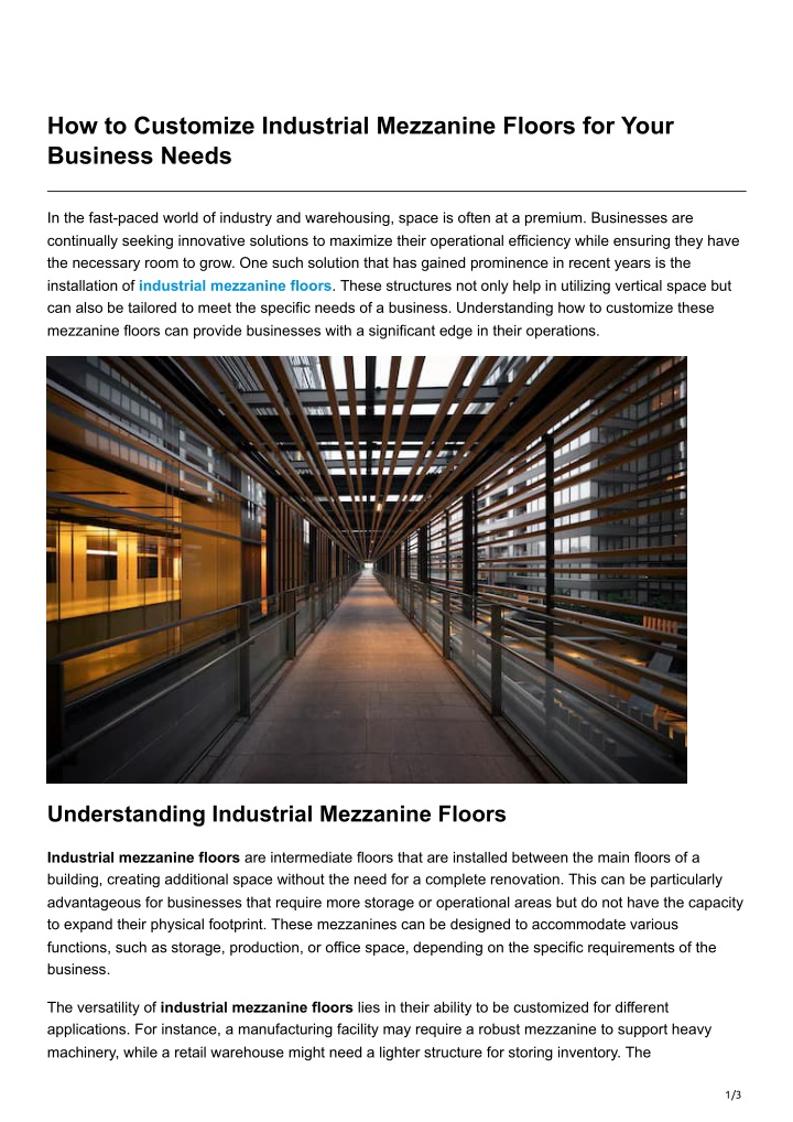 how to customize industrial mezzanine floors