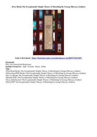 [Download] The Exceptionally Simple Theory of Sketching By George Hlavacs (Autho