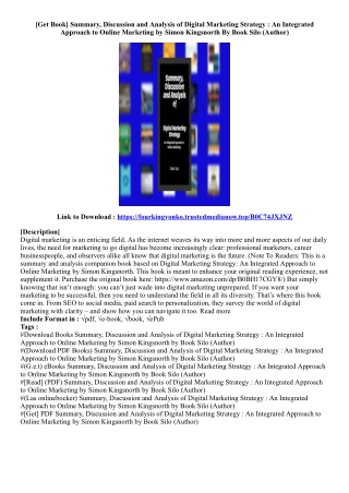 (View Book) Summary, Discussion and Analysis of Digital Marketing Strategy : An