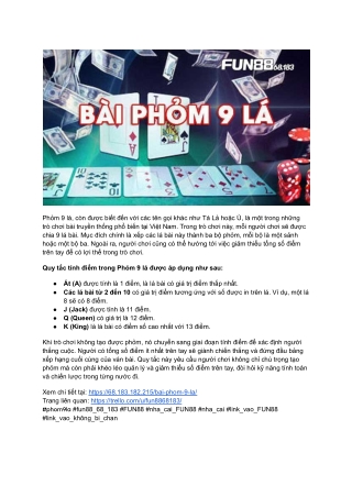 Cách Đánh Bài Phỏm 9 Lá Tại Fun88 68.183 Mẹo Và Chiến Thuật