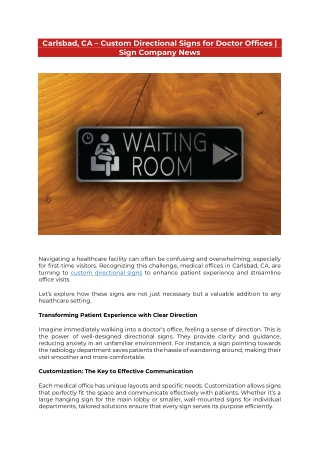 Custom Directional Signs for Doctor Offices | Sign Company News