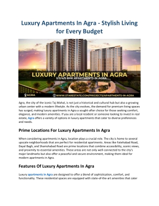 Luxury Apartments In Agra - 2/3/4/5 BHK Apartments In Agra