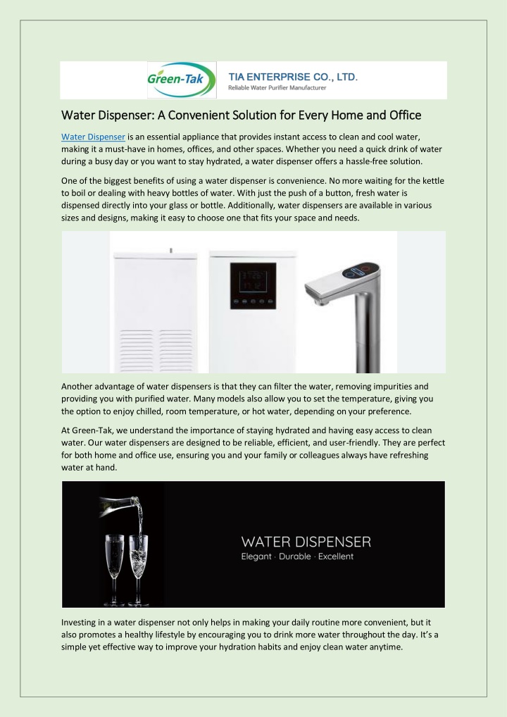 water dispenser a convenient solution for every