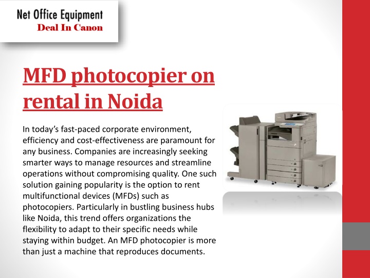 mfd photocopier on rental in noida