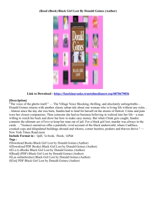 [Get Book] Black Girl Lost By Donald Goines (Author)