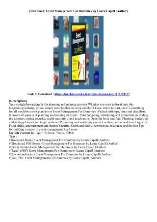 [Kindle Book] Event Management For Dummies By Laura Capell (Author)