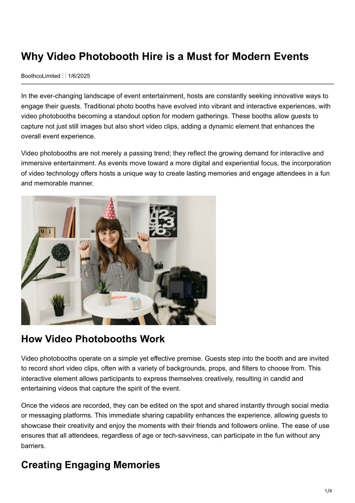 why video photobooth hire is a must for modern