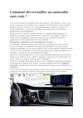 comment d verrouiller un autoradio sans code