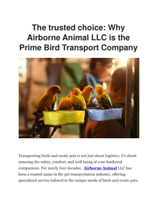 the trusted choice why airborne animal