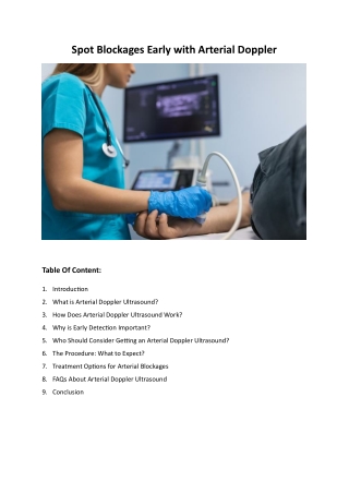 Spot Blockages Early with Arterial Doppler