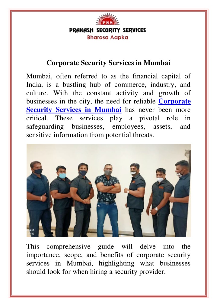 corporate security services in mumbai