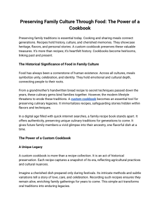Preserving Family Culture Through Food_ The Power of a Cookbook