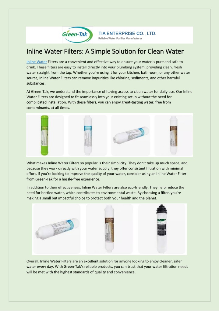 inline water filters a simple solution for clean