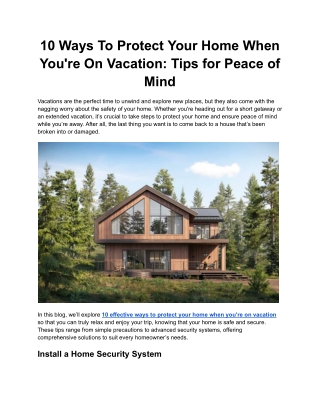10 Ways To Protect Your Home When You're On Vacation