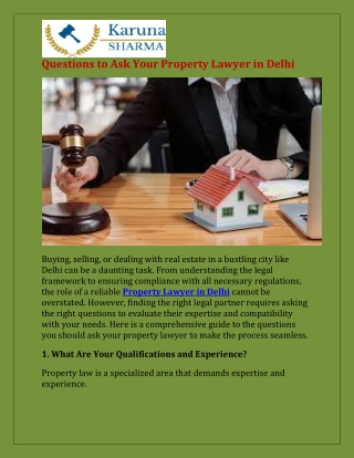 Questions to Ask Your Property Lawyer in Delhi