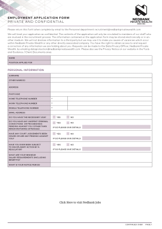 employment application form private