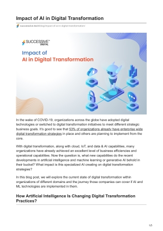 Impact of AI in Digital Transformation