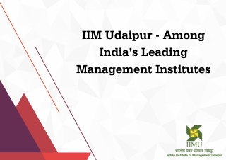 IIM Udaipur - Among India’s Leading Management Institutes