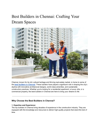 Best Builders in Chennai_ Crafting Your Dream Spaces