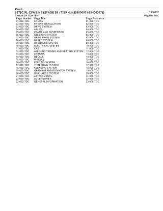 Fendt 5275C PL COMBINE (STAGE 3B  TIER 4I) (554000001-554000078) Parts Catalogue Manual Instant Download (Part No. 39063