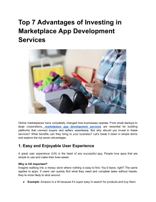 Top 7 Advantages of Investing in Marketplace App Development Services