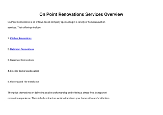 on point renovations services overview