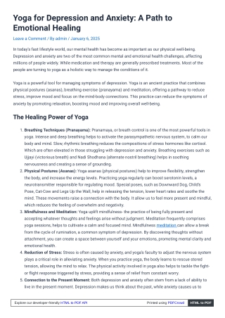 Harnessing Yoga for Mental Health: Managing Depression and Anxiety