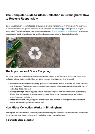 The Complete Guide to Glass Collection in Birmingham How to Recycle Responsibly