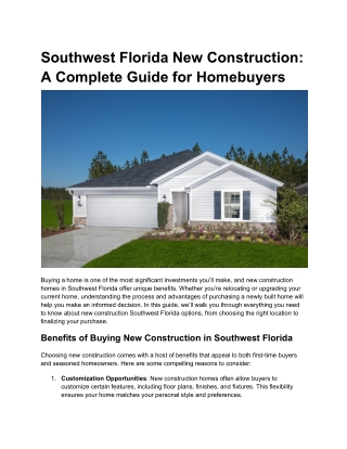 Southwest Florida New Construction_ A Complete Guide for Homebuyers