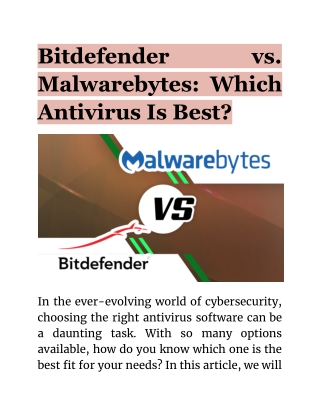 bitdefender malwarebytes which antivirus is best