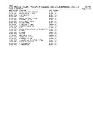 Fendt 6275L COMBINE (STAGE 4  TIER 4F & TIER 2) (565010001-383) (ZN205650X03010384-999) Parts Catalogue Manual Instant D