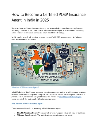 How to Become a Certified POSP Insurance Agent in India in 2025 (1)