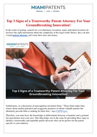 Top 3 Signs of a Trustworthy Patent Attorney For Your Groundbreaking Innovation!