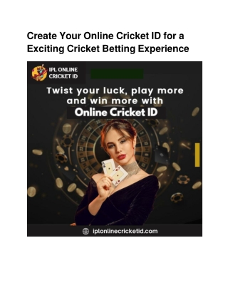 Create Your Online Cricket ID for a Exciting Cricket Betting Experience