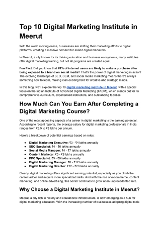 Digital Marketing Institute in Meerut