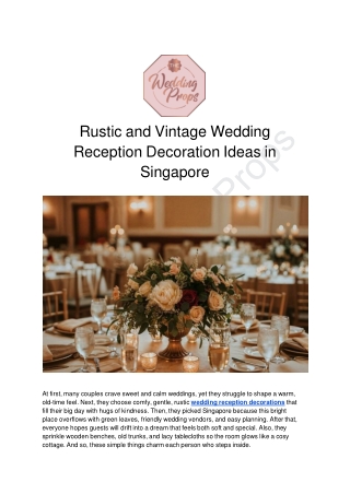 Rustic and Vintage Wedding Reception Decoration Ideas in Singapore