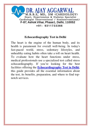 Echocardiography Test in Delhi