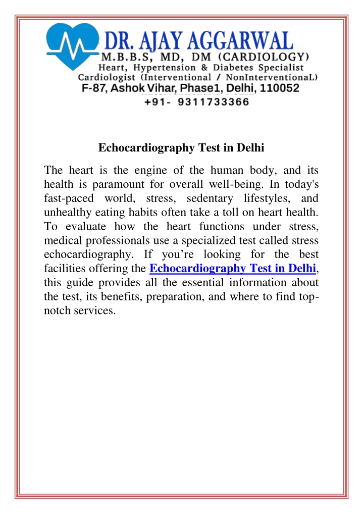 echocardiography test in delhi