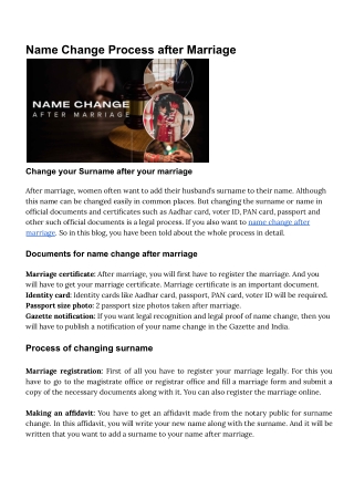 Name Change Process after Marriage