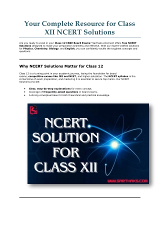 Your Complete Resource for Class 12th NCERT Solutions