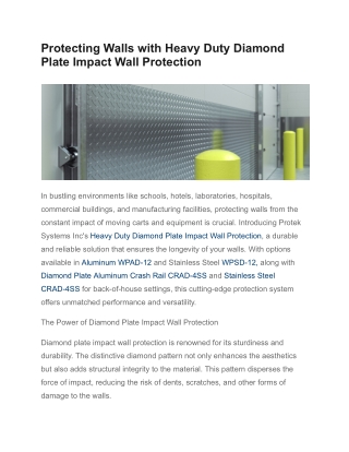 Protecting Walls with Heavy Duty Diamond Plate Impact Wall Protection