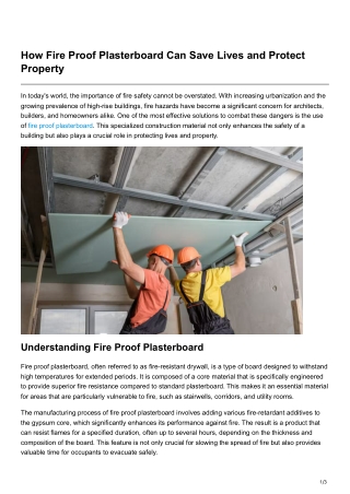 How Fire Proof Plasterboard Can Save Lives and Protect Property