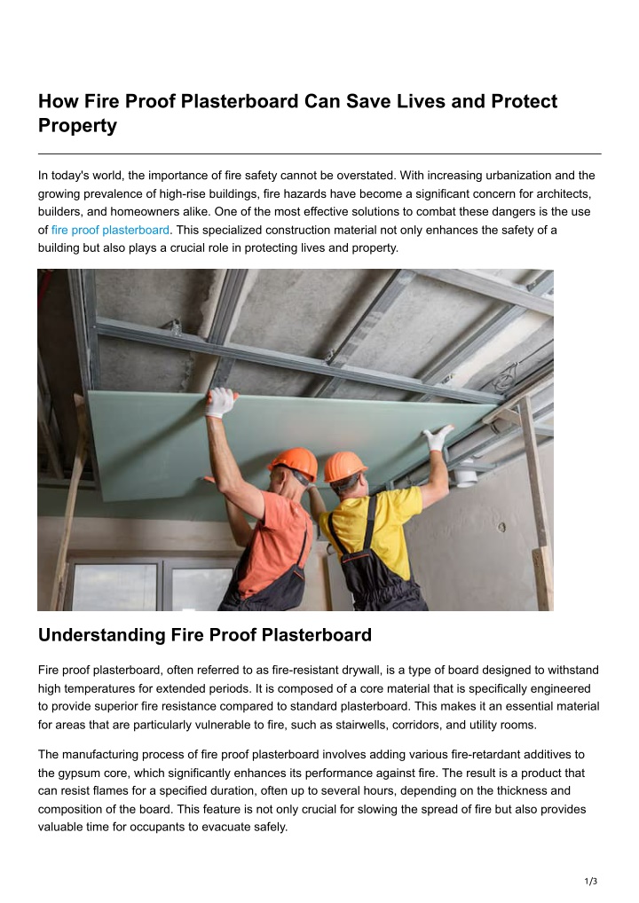 how fire proof plasterboard can save lives