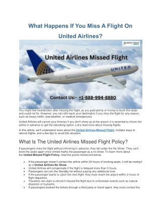 What Happens If You Miss A Flight On United Airlines