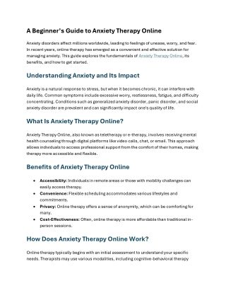 A Beginner’s Guide to Anxiety Therapy Online
