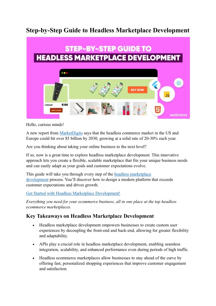 step by step guide to headless marketplace