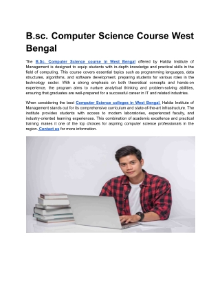 B.sc. Computer Science Course West Bengal